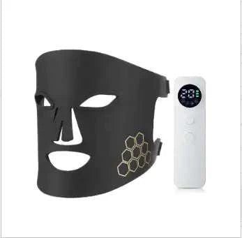 Beauty Instrument Face Mask black LED light therapy device with remote control for skincare rejuvenation