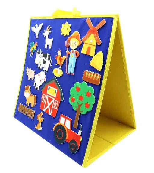 FlexiFelt Creative Play Board double-sided freestanding felt board with farm-themed felt pieces for educational play and storytelling